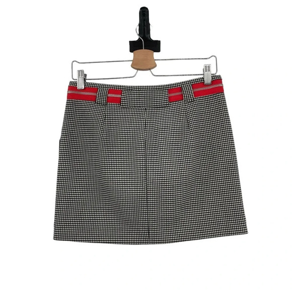 Isabel Marant Houndstooth Black Cream Red Zip Mini Skirt Size 40 US 8 - Picture 4 of 7